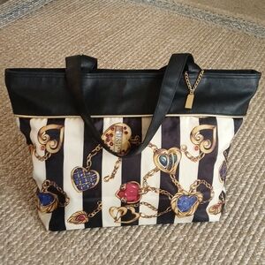 VS Tote Bag L Black & Cream Stripe